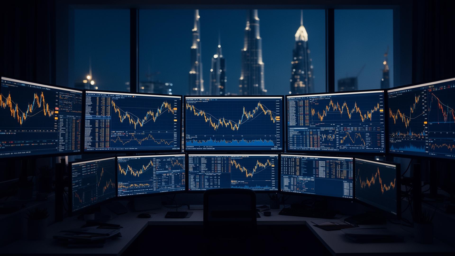 Professional trading floor in Dubai